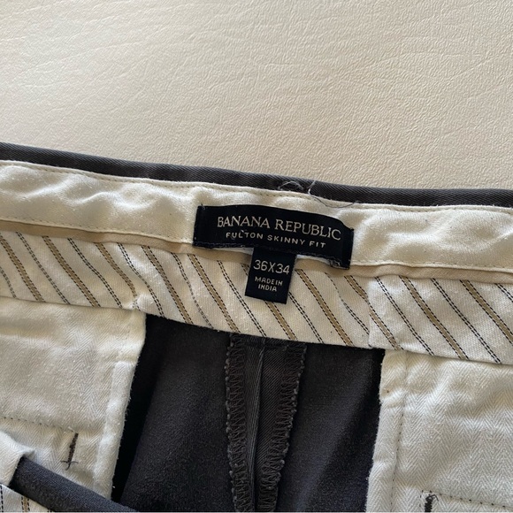 Banana Republic Men’s 36x34 (Actual 36x31.5) Fulton Skinny Chino Pants Gray - Picture 11 of 13